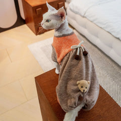 Sphynx Cat Clothes – Tangerine Mocha Fleece Bodysuit