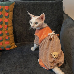 Sphynx Cat Clothes – Tangerine Mocha Fleece Bodysuit