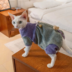 Ropa para gatos Sphynx – Body de forro polar violeta pizarra