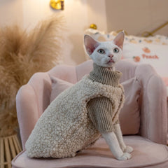 Sphynx Cat Clothes – Vintage Fleece Vest & Knit Sweater Set