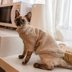 Sphynx Cat Clothes – Vintage Fleece Vest & Knit Sweater Set