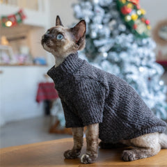 Suéter para gato Sphynx – Tejido texturizado color carbón