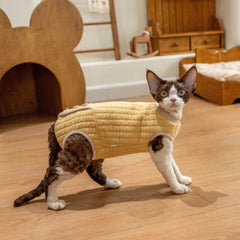 Sphynx Cat Clothes – Padded Onesie | Ginger Yellow