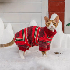 Sphynx Cat Jumper – Winter's Embrace  | Red Plaid