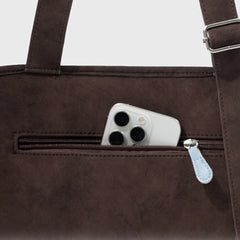 Vintage Suede Cat Carrier Tote – Escape Proof | Chocolate Brown