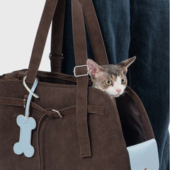 Vintage Suede Cat Carrier Tote – Escape Proof | Chocolate Brown