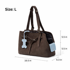 Vintage Suede Cat Carrier Tote – Escape Proof | Chocolate Brown