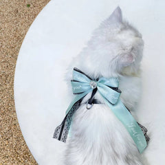 Cat Harness and Leash Set – Lace Bowknot | Blue