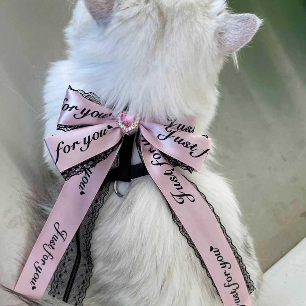 Cat Harness and Leash Set – Lace Bowknot | Pink