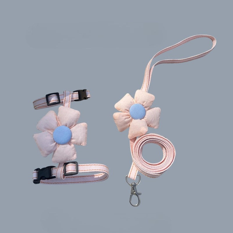 Two Flowers H-Shape Cat Harness and Leash Set: Soft Velvet, Escape-Proof for Small Cats' Outdoor Adventures