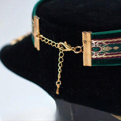 Handmade Cat Collar | Dark Green Velvet with Tassel
